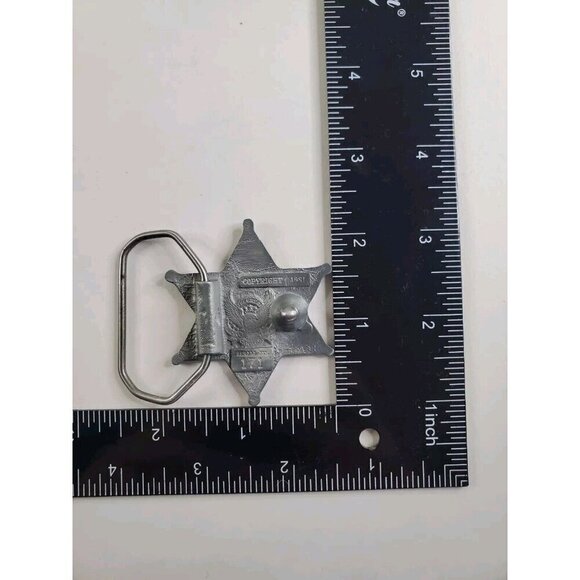 Vintage Belt Buckle Texas 6-point Star Sheriff Badge Pewter New Old Stock - Picture 5 of 7